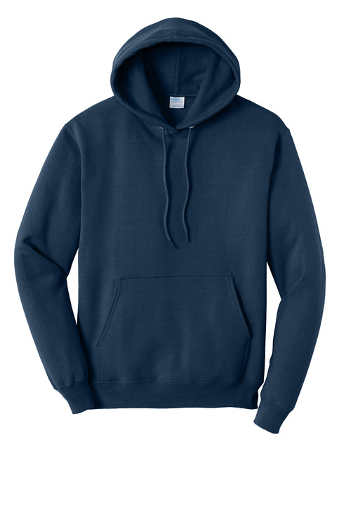 Navy blue hoodie on a white background