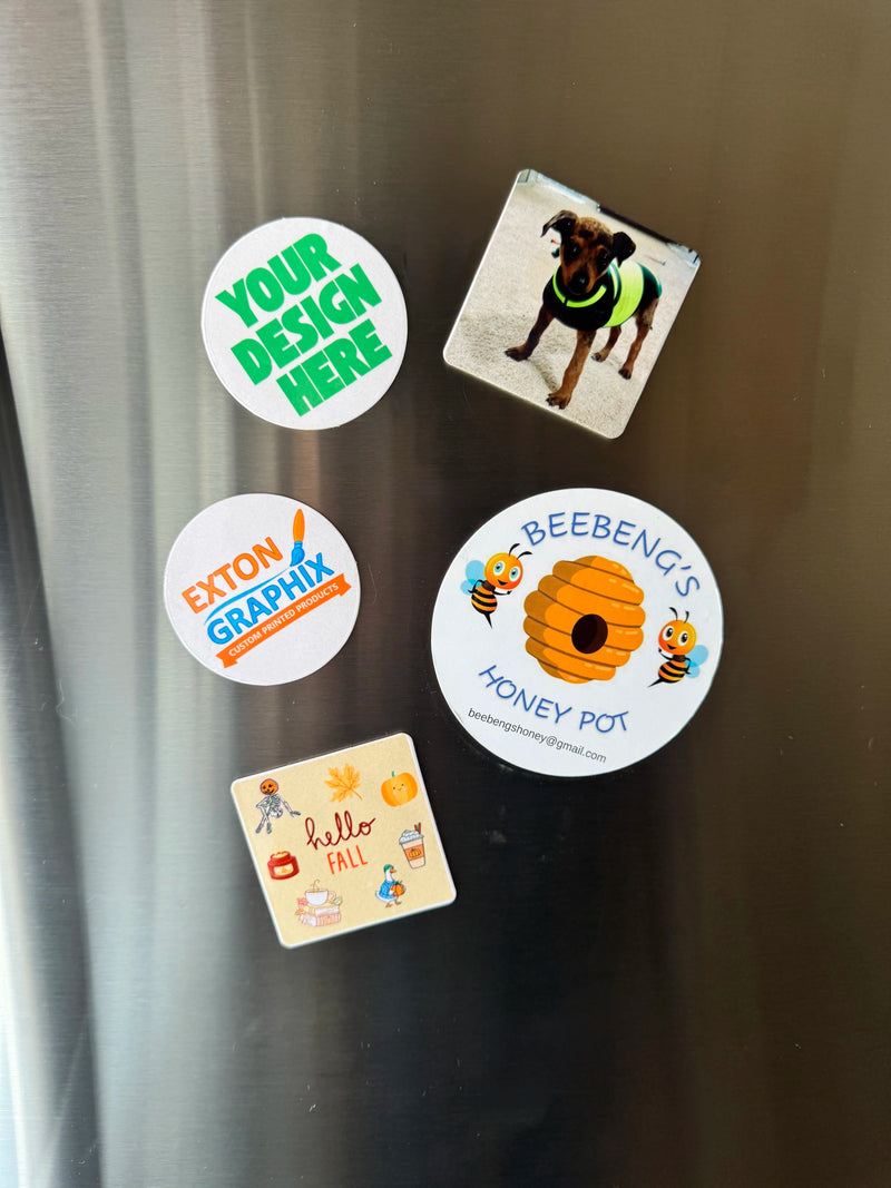 Set of customizable stickers on a metallic surface