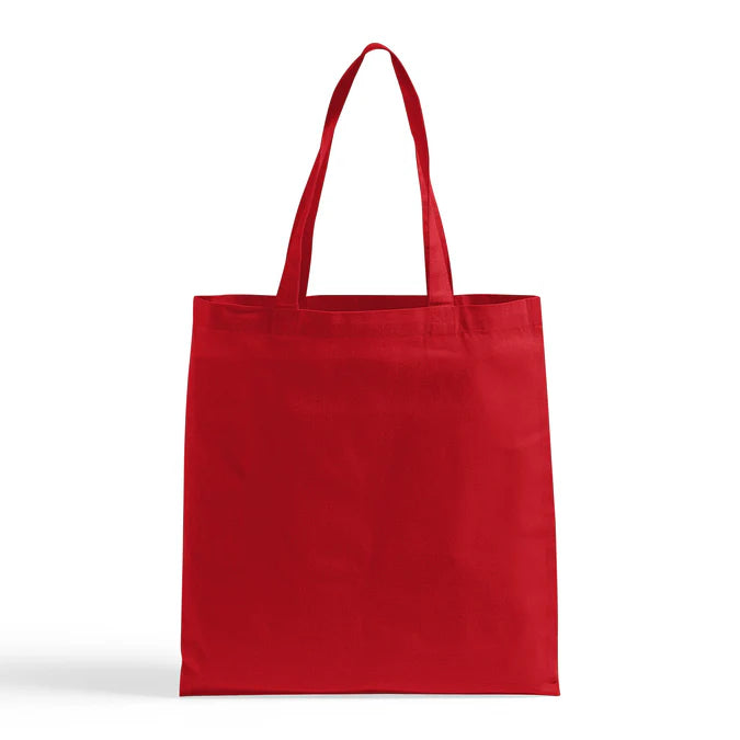 Red tote bag on a white background