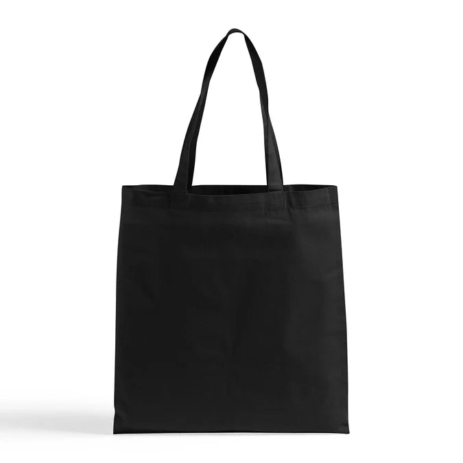 Black tote bag on a white background