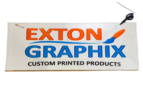 exton graphix banner on table
